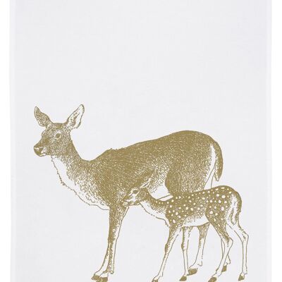 Torchon blanc, cerf en or