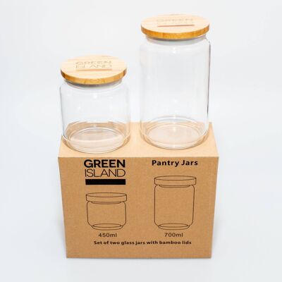 Set mit 2 Vorratsdosen aus Glas
