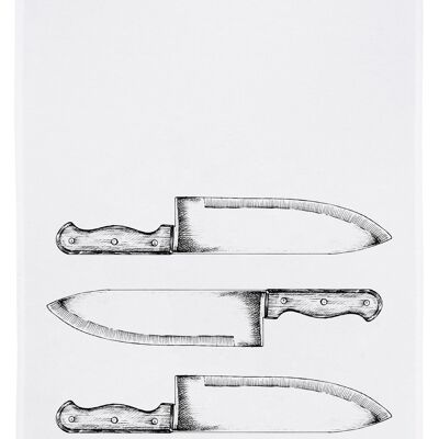 Strofinaccio bianco, coltello grigio