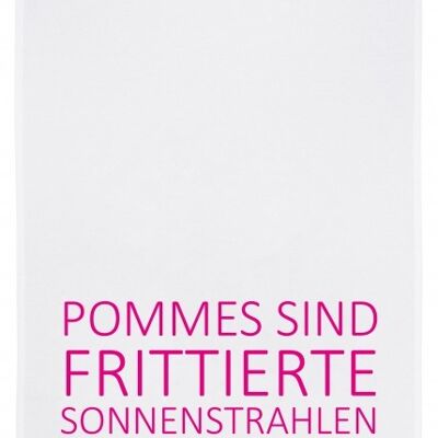 Geschirrtuch weiss, POMMES SIND FRITTIERTE SONNENSTRAHLEN, pink