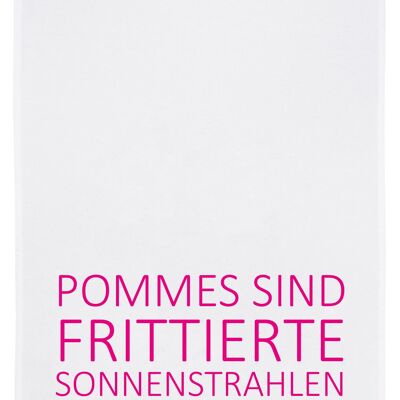 Torchon blanc, les frites sont des rayons de soleil frits en rose