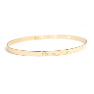 Women's gold-plated ribbon bangle - MAMAN CHÉRIE engraving