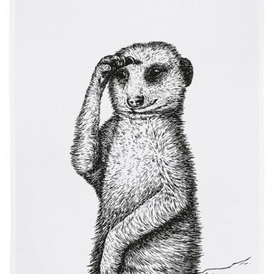 White tea towel, MEERKIN, gray