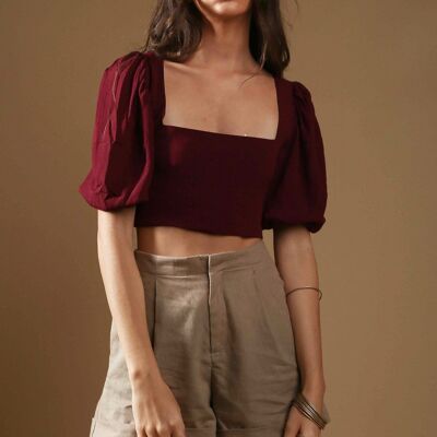 Maria Burgundy crop top