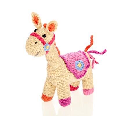 Sonaglio cavallo giocattolo per bambini 4 zampe rosa