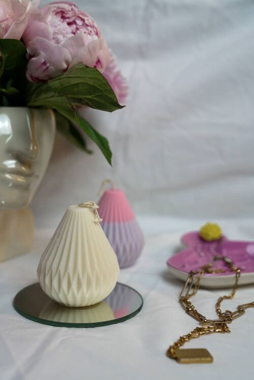 Handmade Pear Drop Soy Wax Ivory Candle__