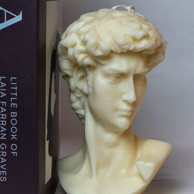 Large David Head Statue Soy Wax Ivory  Candle__