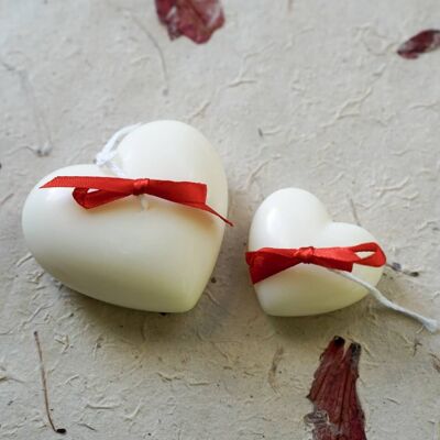 Set of Two Heart Soy Ivory Soy Wax Candle Bundle__