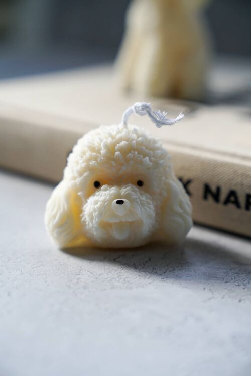 Cute Small Puppy Head Ivory Candle__
