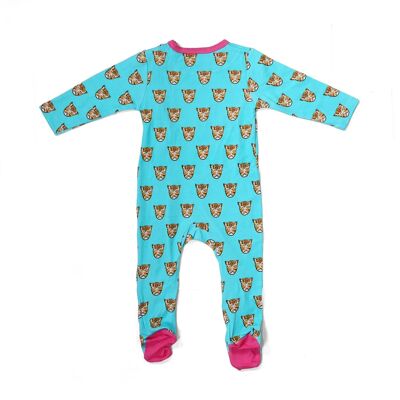 Blue Leopard Baby Zippy Sleepsuit