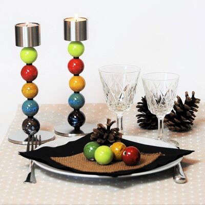 Kerzenleuchter-Set mit 5 Perlen und Teelichthaltern
