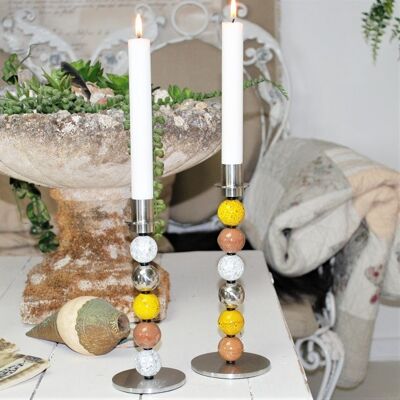 Set of candleholders with 5 and 6 beads