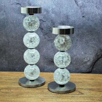 Kerzenständer-Set für Stumpenkerzen mit 3 und 4 Perlen