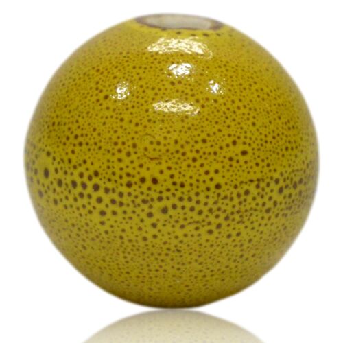 Porcelain bead yellow mottled 3cm