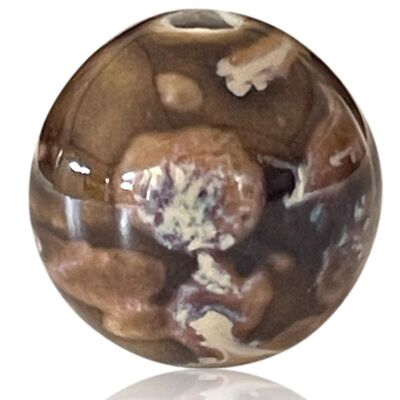 Perle porcelaine marbre marron 3cm