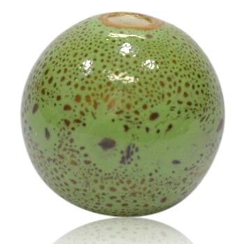Perle en porcelaine vert chiné 3cm 1