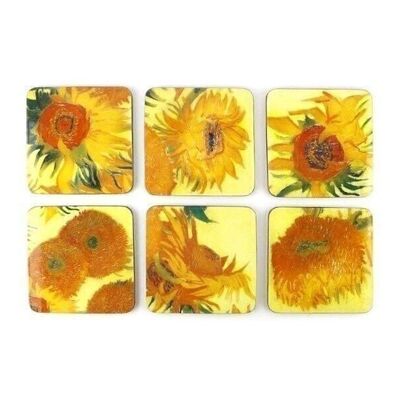 Coasters, set of 6, Van Gogh, Sunflowers