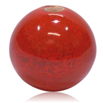 Perla in porcellana rossa screziata 6cm