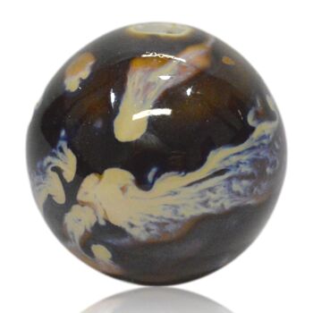 Perle porcelaine marbre foncé 6cm 1