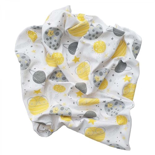 Organic baby blanket moon yellow GOTS