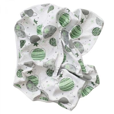 Organic baby blanket moon green GOTS