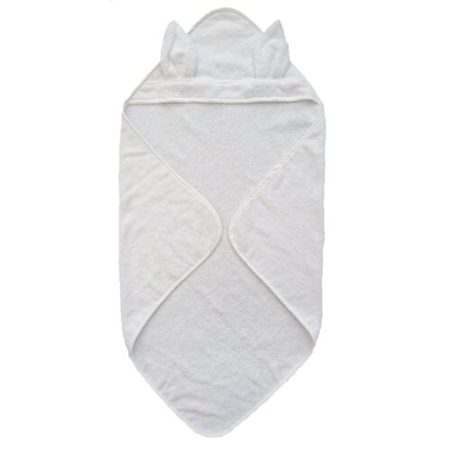 Organic hooded baby towel rabbit white GOTS