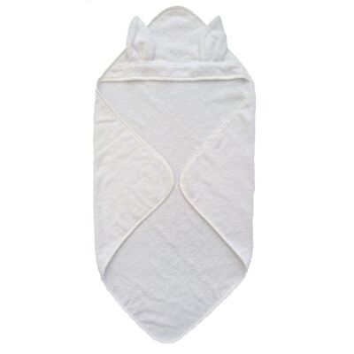 Asciugamano biologico con cappuccio coniglio bianco GOTS