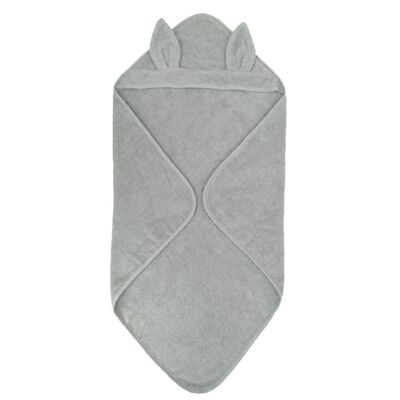Organic hooded baby towel rabbit silver gray GOTS