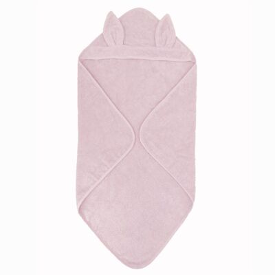 Serviette bébé bio à capuche lapin rose GOTS