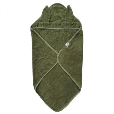 Organic hooded baby towel rabbit green GOTS