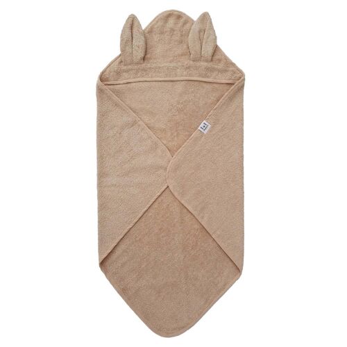 Organic hooded baby towel rabbit sand GOTS