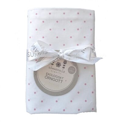 Organic pillow case junior white/pink dotty GOTS