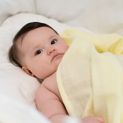 Organic muslin blanket yellow GOTS