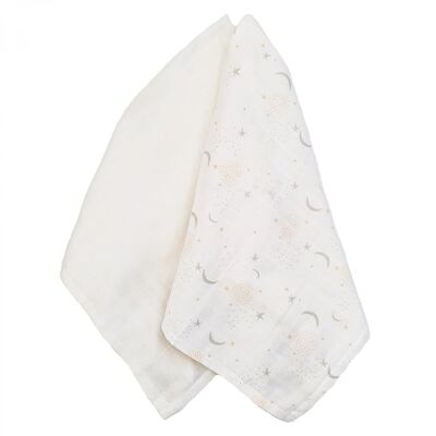 Organic muslin swaddle 2-pack star-moon yellow GOTS