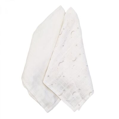 Organic muslin swaddle 2-pack star-moon rose GOTS