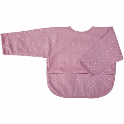 Organic bib with sleeves soft pink dotty