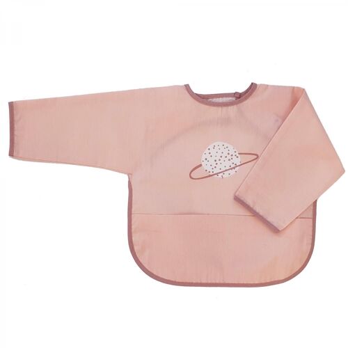 Organic bib with sleeves dusty rose planet