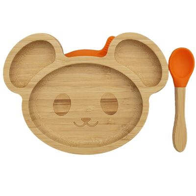 Kids bamboo tableware mouse orange