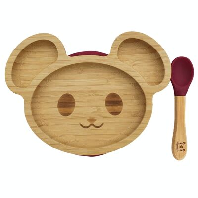 Kids bamboo tableware mouse red