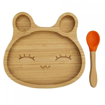 Vaisselle enfant en bambou lapin orange 1