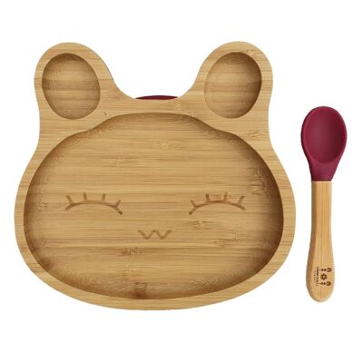 Kids bamboo tableware rabbit red