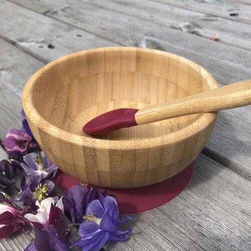 Bamboo baby bowl red