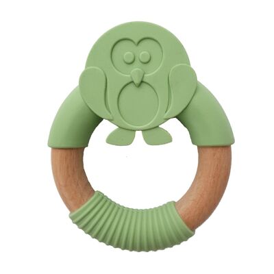 Silicone baby teether penquin pastel green