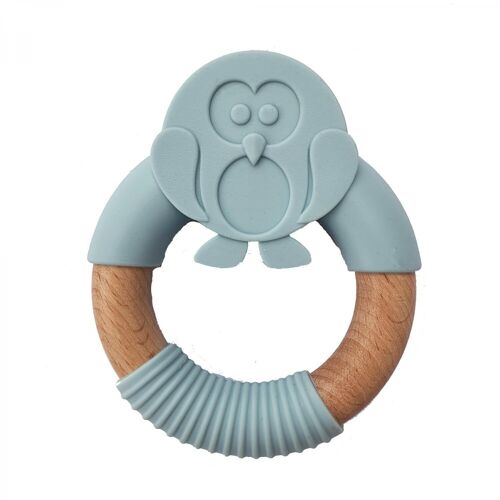 Silicone baby teether penquin pastel blue