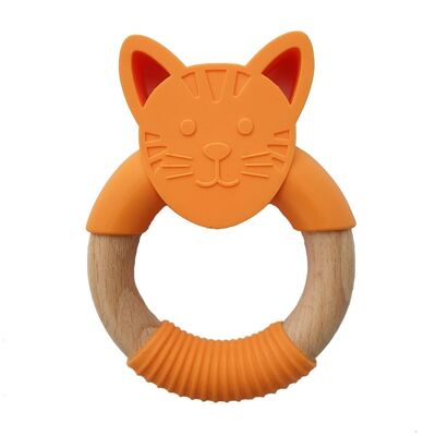 Anneau de dentition en silicone chat orange