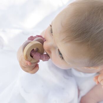 Jouet de dentition en silicone pour bébé, coeur rose 4