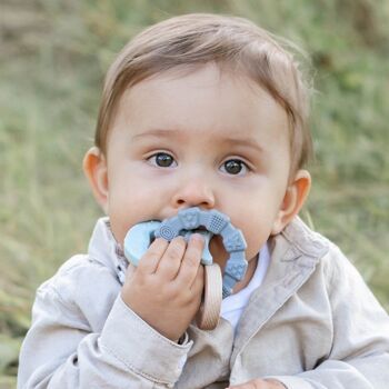 Jouet de dentition en silicone pour bébé poisson bleu pastel 2