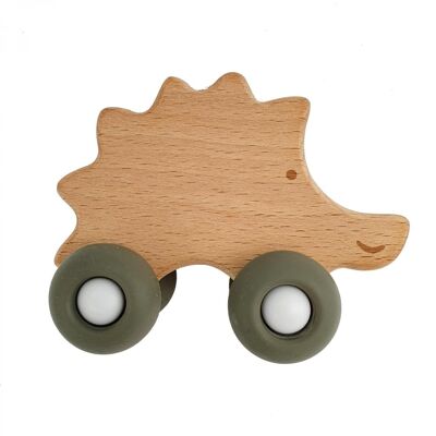 Wooden wheeltoy hedgehog