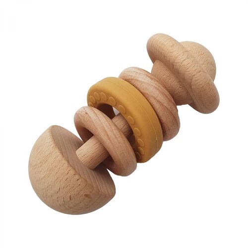 Wooden baby rattle ochre