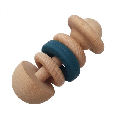 Wooden baby rattle ocean blue